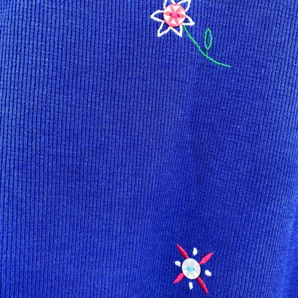 VTG Napa Valley Y2K pull over sweater size XL embroidered flower button print - Picture 4 of 8